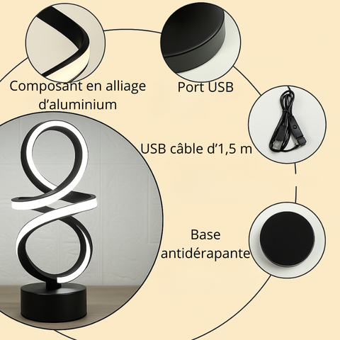 Lampe de chevet LED spirale