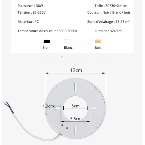 Lampe LED carré pour plafond